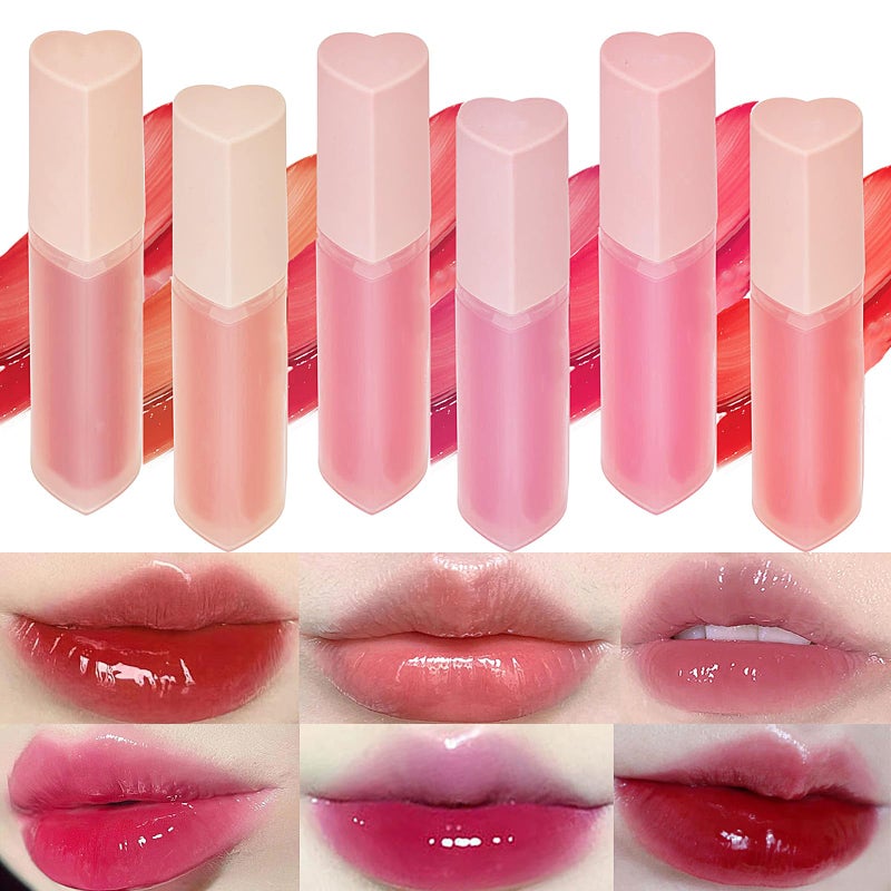 LuckNest Juicy Lasting Tint Lip Gloss Set, Vivid Color, Glossy Finish, Long-lasting Moisturizing Glaze Tint Highly-Pigmented, Clear & Natural Makeup Lip Tint for Daily (6Pcs) - Image 2