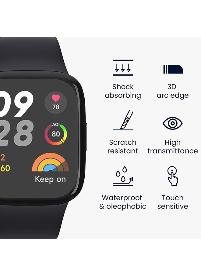 O Ozone (Pack of 2) Screen Protector Compatible with Redmi Watch 3, Full Coverage Transparent Anti Scratch Hydrogel Film Screen Guard Protector Clear HD Soft TPU Film  - Image 3