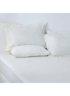 DANUBE HOME Bliss 3 - Pieces Premium Cotton Super King Duvet Cover Set Soft, Breathable, And Comfortable Bedding Stylish Duvet And Pillow shams - 260x220 cm, 50x75 cm - Off White  - Image 4