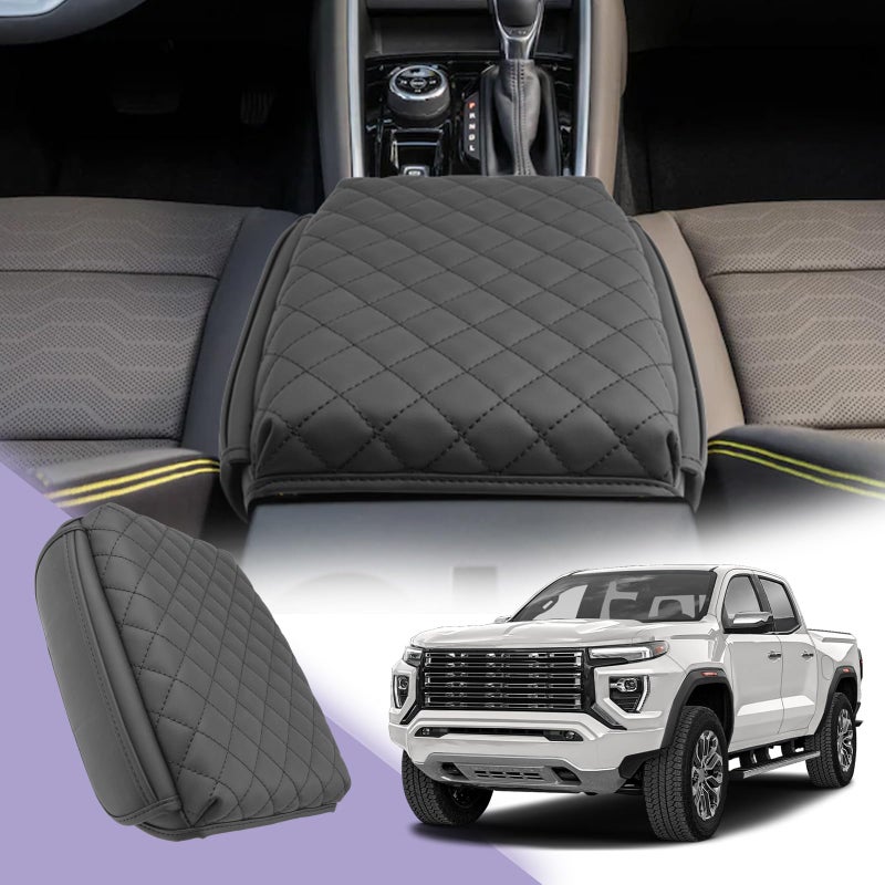 LUWU 2025 2026 Canyon Center Console Cover Compatible with 2023 2024 2025 2026 GMC Canyon  Chevrolet Colorado Accessories Armrest Cover Center Console Pad Armrest Console Cover Thick Black