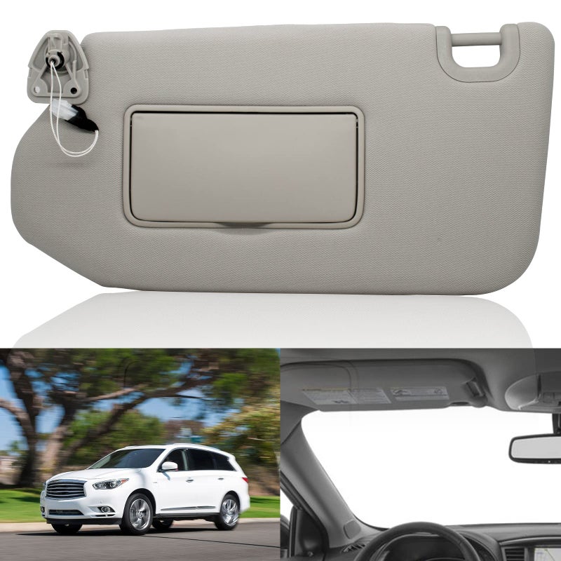 NHILES Left Driver Sun Visor with Lamp  Mirror for 20132020 Nissan Pathfinder 20142020 Infiniti QX60 and 2013 Infiniti JX35OEM 964019PB0A 964009PB0A Grey