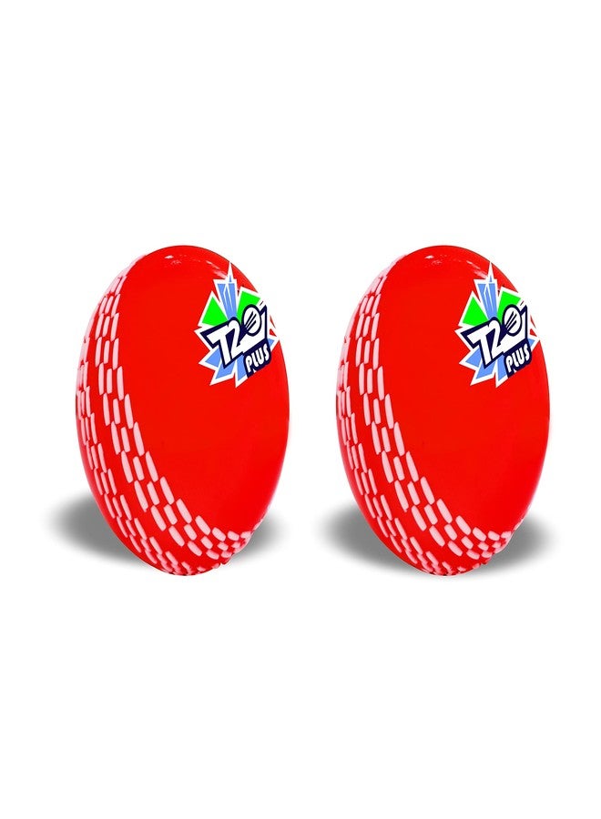 jaspo Rubber T-20 Plus Practice Cricket Ball/Wind Balls (125-130 Gms) For - Indoor & Outdoor Street Beach (Pack Of 2, Red) - Image 1