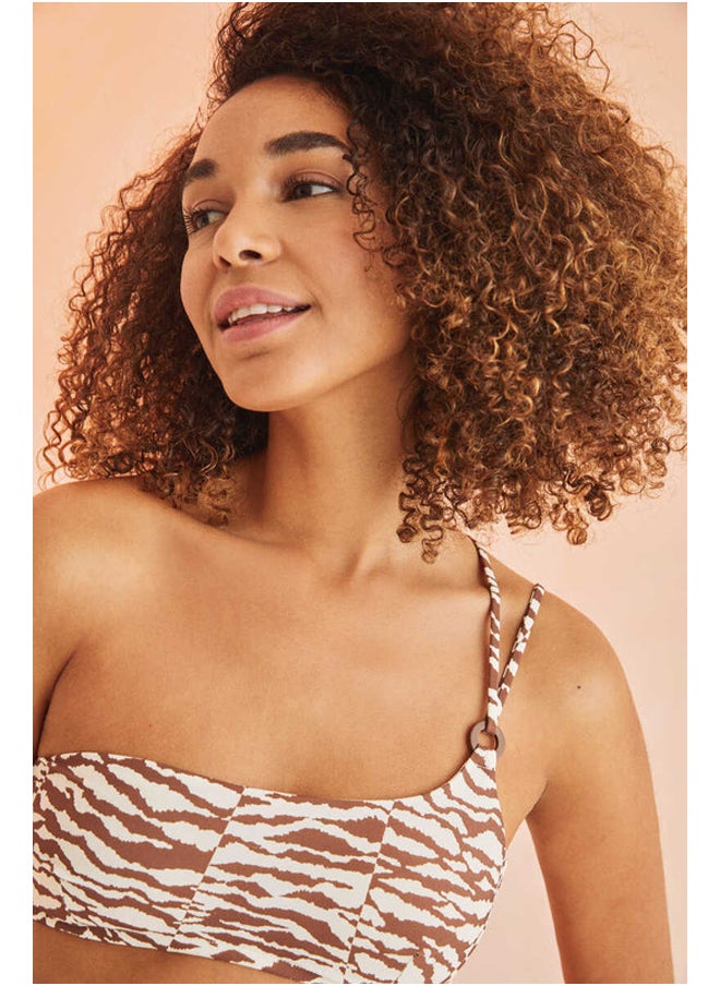 women'secret - Zebra print asymmetric bikini top - Image 1