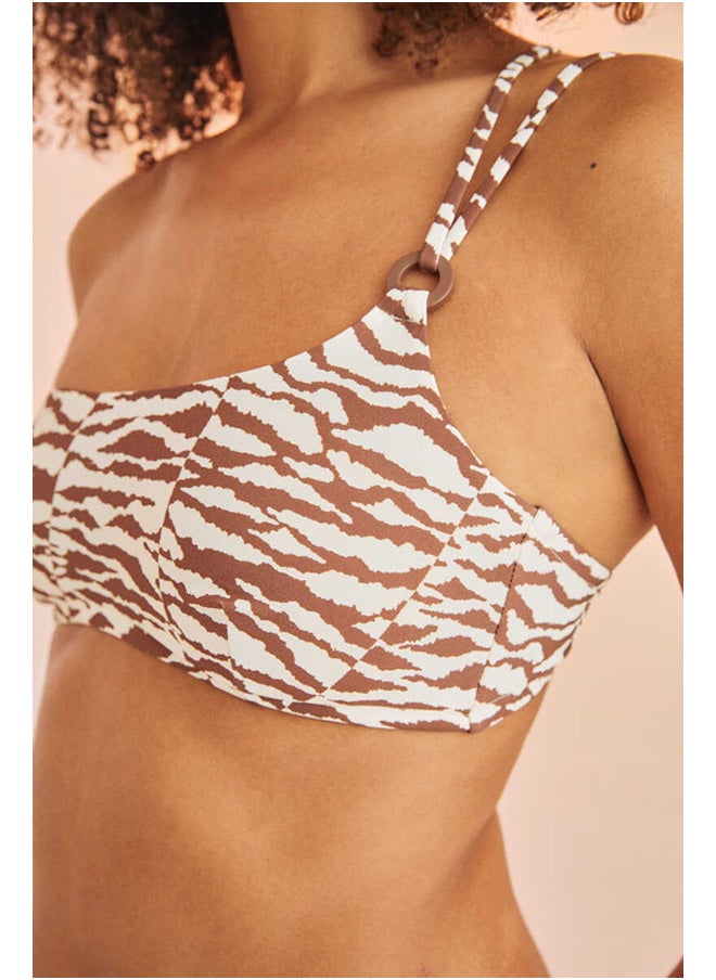 women'secret - Zebra print asymmetric bikini top - Image 1