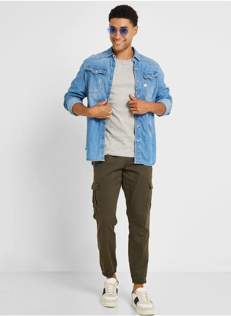 BRAVE SOUL Mens Cotton Twill Cuff Pants;