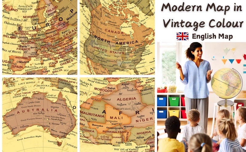 Exerz 12" World Globe Antique Metal Arc and Base Bronzed colour - Educational Geographic Earth Globe - Modern Map in Vintage Color - Image 3
