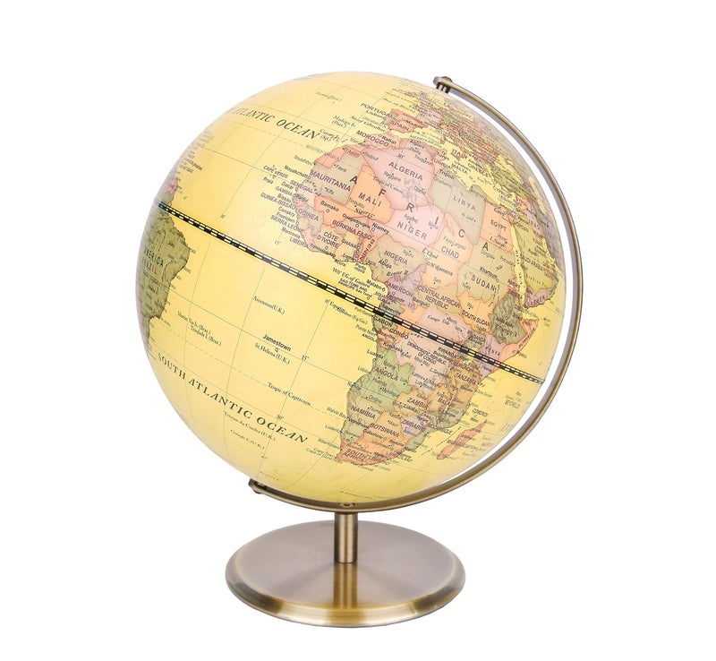 Exerz 12" World Globe Antique Metal Arc and Base Bronzed colour - Educational Geographic Earth Globe - Modern Map in Vintage Color - Image 1