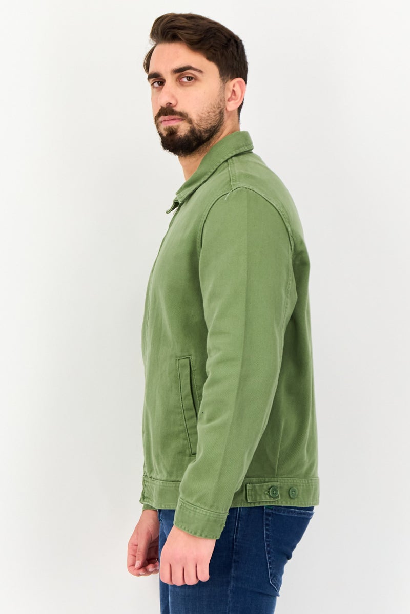 Celio قميص سترة بأكمام طويلة للرجال، أخضر عسكري - Image 2