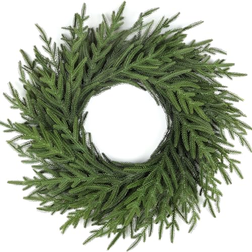 Artgar 26 Inch Pine Wreath - Christmas Wreaths for Front Door - Real Touch Pine Wreath - Large Artificial Green Wreaths for Walls Windows Porches Farmhouse Indoor Outdoor Home Decor - Image 1
