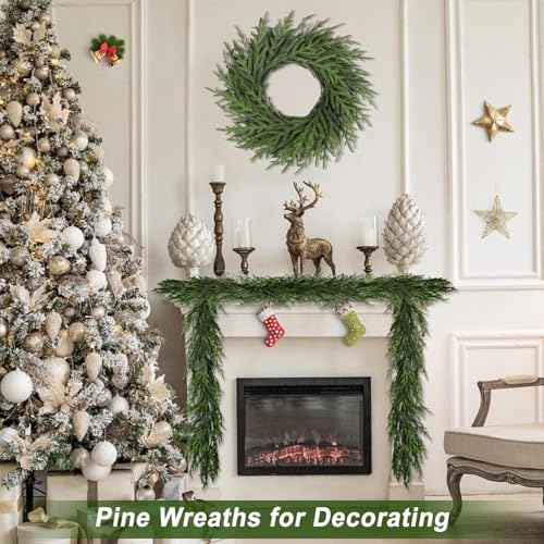 Artgar 26 Inch Pine Wreath - Christmas Wreaths for Front Door - Real Touch Pine Wreath - Large Artificial Green Wreaths for Walls Windows Porches Farmhouse Indoor Outdoor Home Decor - Image 5