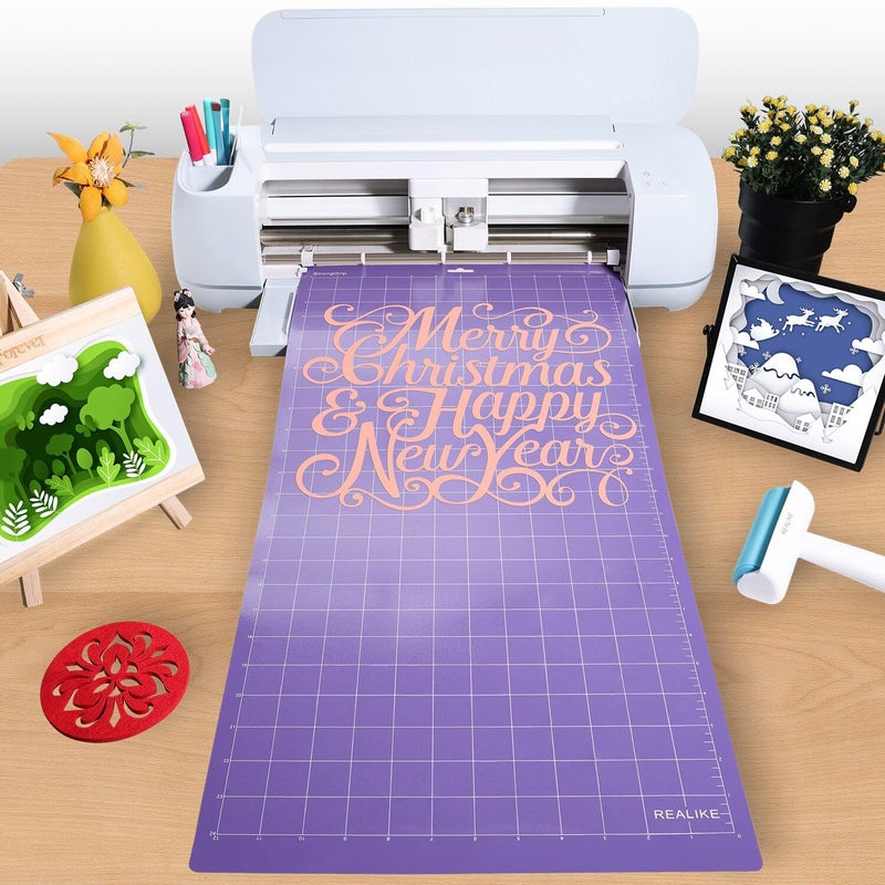 REALIKE StrongGrip Cutting Mat Compatible with Cricut Maker 3/Maker 4/Maker/Explore 3/4/Air 2/Air/One(3 Mats,12x24 inch) Purple Strong Adhesive Non-Slip Cut Mats for Crafts - Image 4