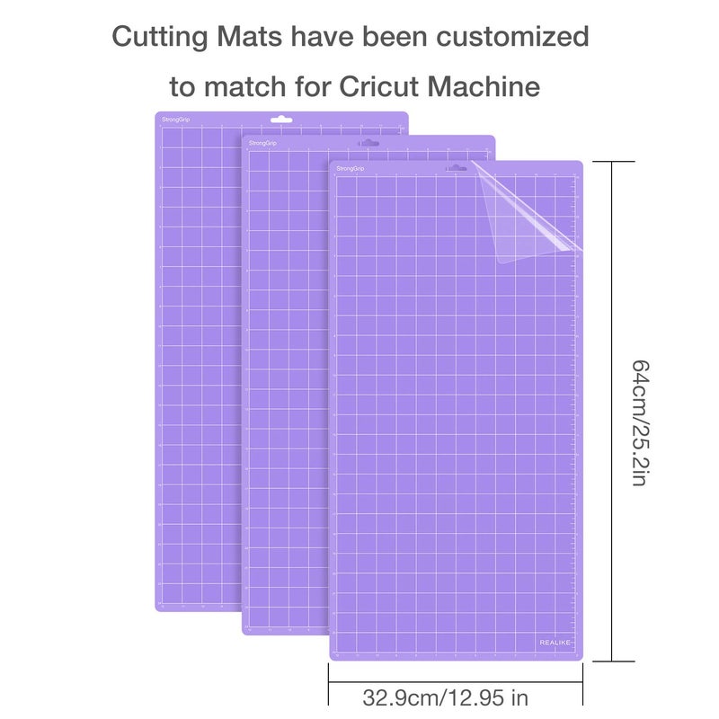 REALIKE StrongGrip Cutting Mat Compatible with Cricut Maker 3/Maker 4/Maker/Explore 3/4/Air 2/Air/One(3 Mats,12x24 inch) Purple Strong Adhesive Non-Slip Cut Mats for Crafts - Image 2