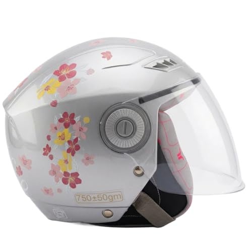 TVARRA Blossom Women’s Open Face Helmet with Printed Design, ISI Certified, Lightweight Material, Crafted for Women, Extreme Comfort fit with Clear Visor-(Silver Haze,S) - Image 1