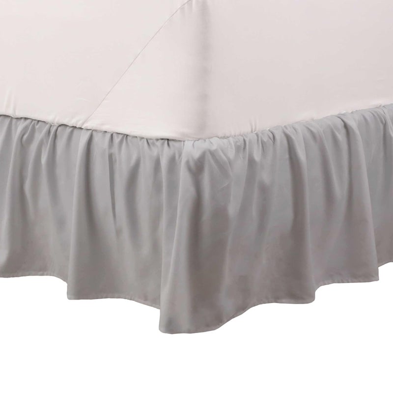 Martex Twin Ruffle Bed Skirt  Easy Fit Bed Skirts  Microfiber Bed Skirt  15 Inch Drop  Hotel Quality Bedskirt  Gray