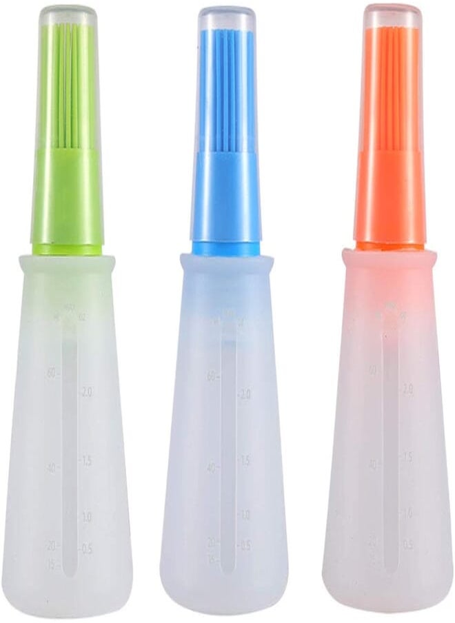 DAZAIGE DAZAIGE Silicone Oil Bottle Brushes, Set of 3 High Temperature Refillable Grill Brush with Scale Clear Cap for Honey Wine Sauce Butter Pastry Basting Brush Cooking Baking BBQ Tools Kitchen Gadgets 