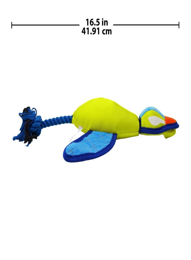 Nerf Dog 16.5in Nylon Ultraplush Crinkle Wing Launching Duck Dog Toy - Green/Light Blue - Image 2