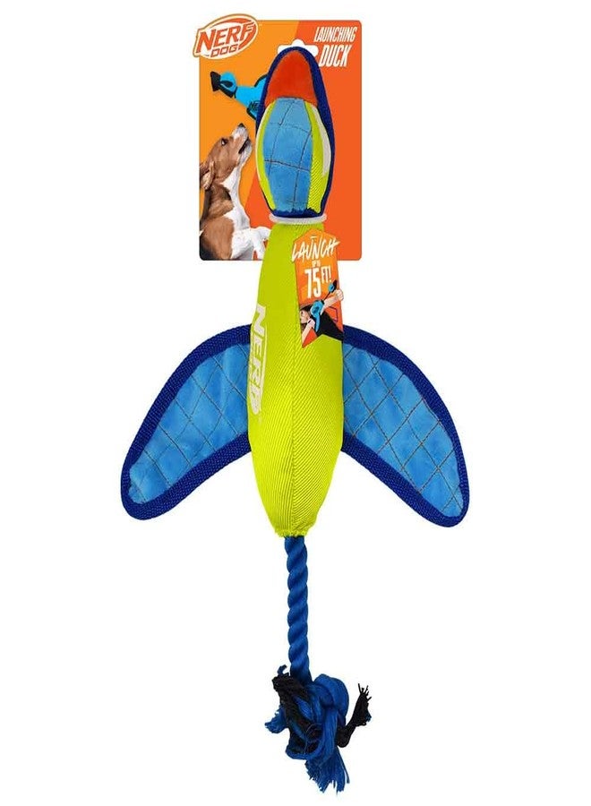 Nerf Dog 16.5in Nylon Ultraplush Crinkle Wing Launching Duck Dog Toy - Green/Light Blue - Image 1