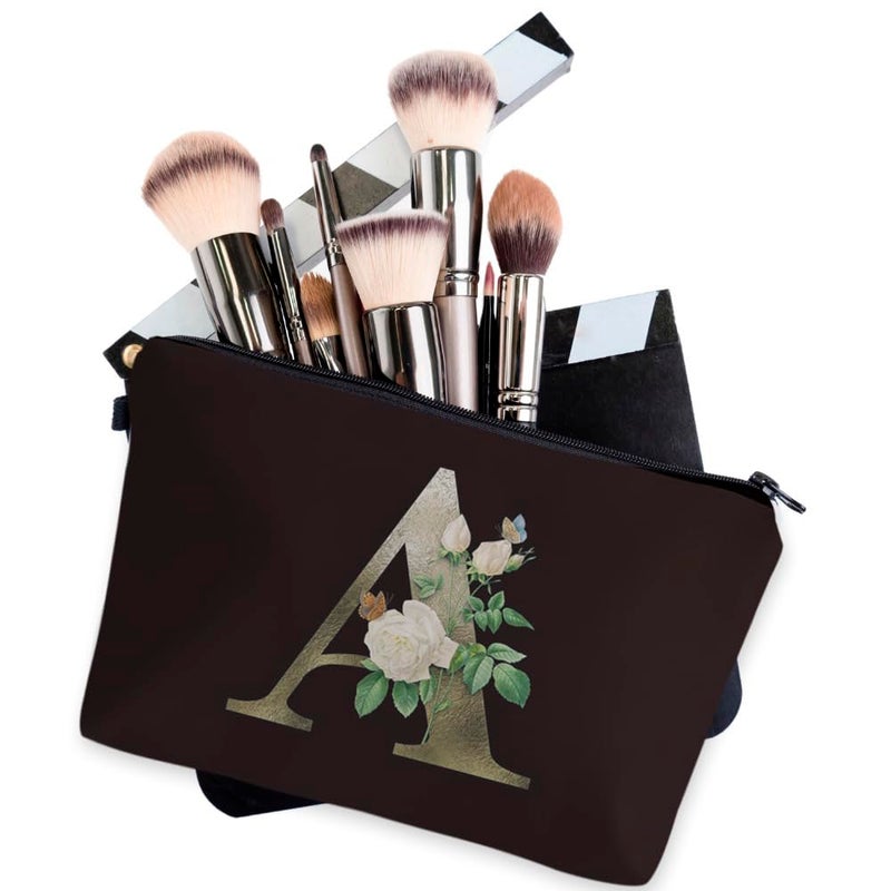 Deanfun Makeup Bag, Bride Bridesmaid A-Z Make Up Bag, Small Personalized Initial Letter 3D Printings Waterproof Cosmetic Bags for Women (A) - Image 4