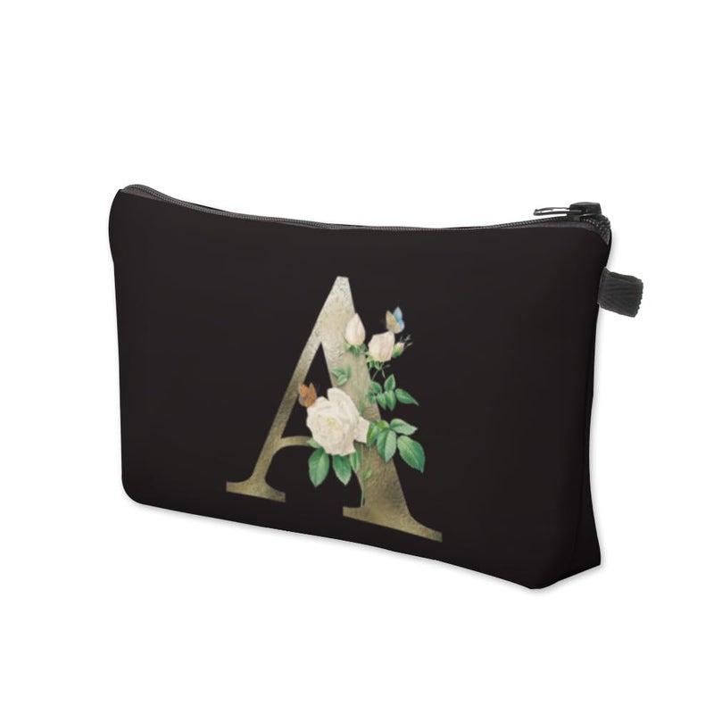 Deanfun Makeup Bag, Bride Bridesmaid A-Z Make Up Bag, Small Personalized Initial Letter 3D Printings Waterproof Cosmetic Bags for Women (A) - Image 5