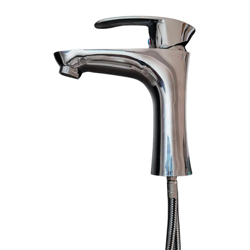 NEW WARE New Ware CP ABS 2 in 1 Short Body Basin Mixer with 18 Connection Pipe Single Lever Hot Cold Water Mixer Tap for Kitchen Sink Wash Basin Tap Bathtub Water Faucet Tap for Bathroom Home - Image 2