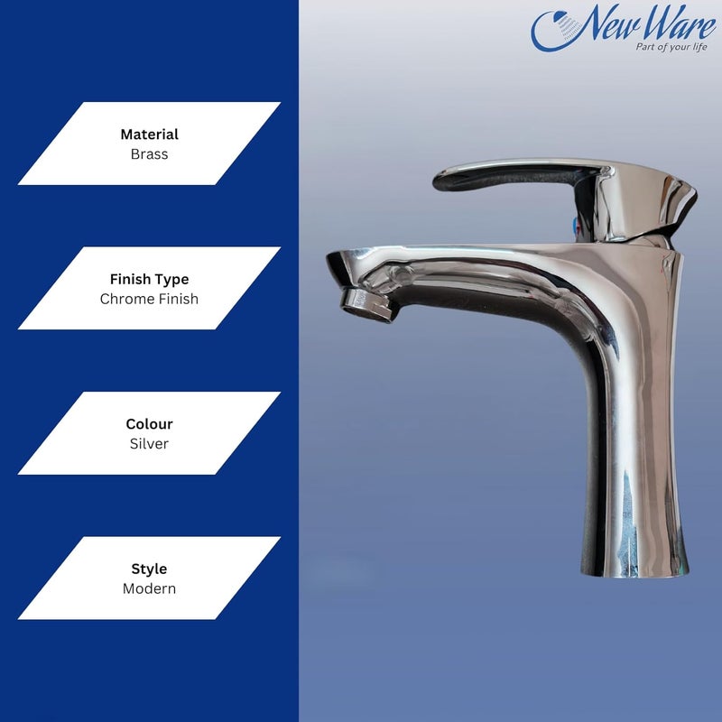 NEW WARE New Ware CP ABS 2 in 1 Short Body Basin Mixer with 18 Connection Pipe Single Lever Hot Cold Water Mixer Tap for Kitchen Sink Wash Basin Tap Bathtub Water Faucet Tap for Bathroom Home - Image 5