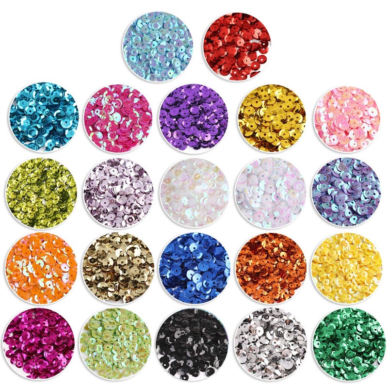 CCINEE CCINEE 9460 PCS Cup Sequins Bulk Mixed Colors Loose Sequins for Embroidery Crafts 6MM Rainbow Spangles with Holes for DIY Sewing Making