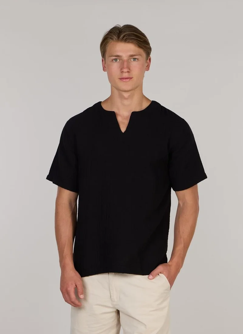 Just Nature Split Neck Cotton Resort T-Shirt