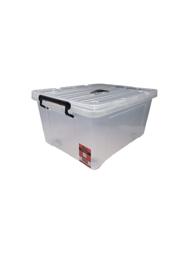 Milano Clear Plastic Storage Box 35L with Wheels - 53.5x39x27.5cm - Durable Household Organizer for Easy Storage & Transport - Ideal for Home & Office Use - Image 2