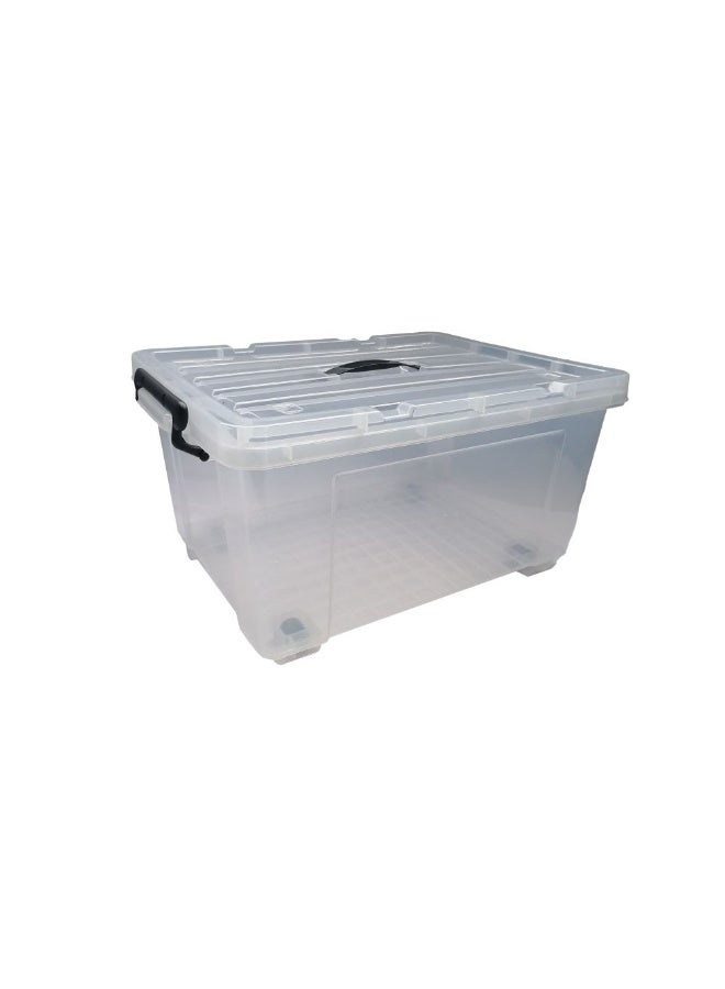 Milano Clear Plastic Storage Box 35L with Wheels - 53.5x39x27.5cm - Durable Household Organizer for Easy Storage & Transport - Ideal for Home & Office Use - Image 1