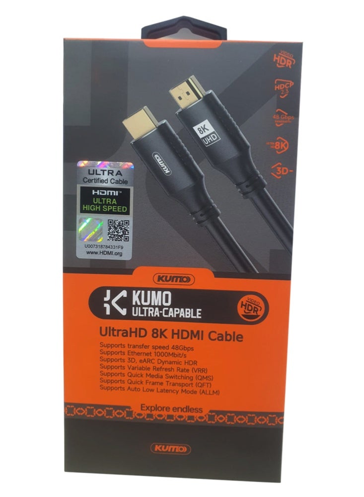 Kumo Ultra High Speed HDMI 2.1 Cable 48Gbps 2M KUMO - Image 1