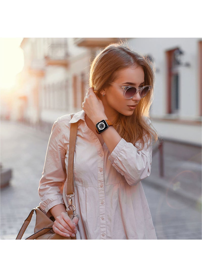 X-level - Genuine Leather Apple Watch 42mm/44mm/45mm/49mm Strap, Durable Cowhide Genuine Leather Replacement Band with Innovative Looping Pin Closure for Apple iWatch Ultra/Ultra 2/ Series 9 8 7 6 5 4 3 2 1 SE - Image 1