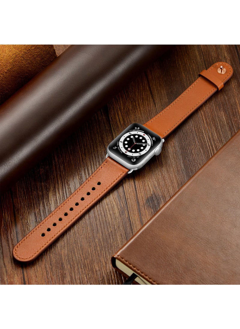X-level - Genuine Leather Apple Watch 42mm/44mm/45mm/49mm Strap, Durable Cowhide Genuine Leather Replacement Band with Innovative Looping Pin Closure for Apple iWatch Ultra/Ultra 2/ Series 9 8 7 6 5 4 3 2 1 SE - Image 1
