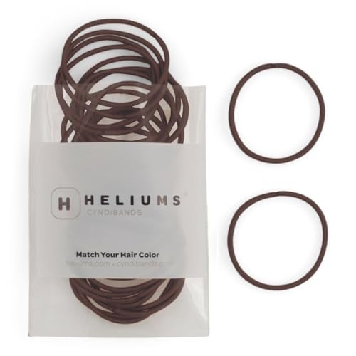 Heliums Thin Hair Elastics - Dark Brown - 2mm Ties for Thin Hair, 1.75 Inch, Medium Hold No Damage Ponytail Holders - 40 Count - Image 1