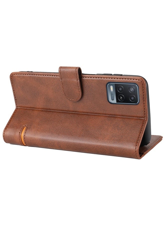 Case Cover For OPPO A56 5G / A54 4G Classic Wallet Flip Leather Phone Case(Brown)