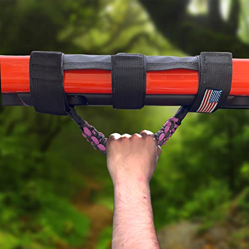 KOHUIPU Roll Bar Grab Handles with US Flag Paracord Grip Handle for Jeep Wrangler JK JKU JL JLU TJ CJ YJ Gladiator JT Pink - Image 5