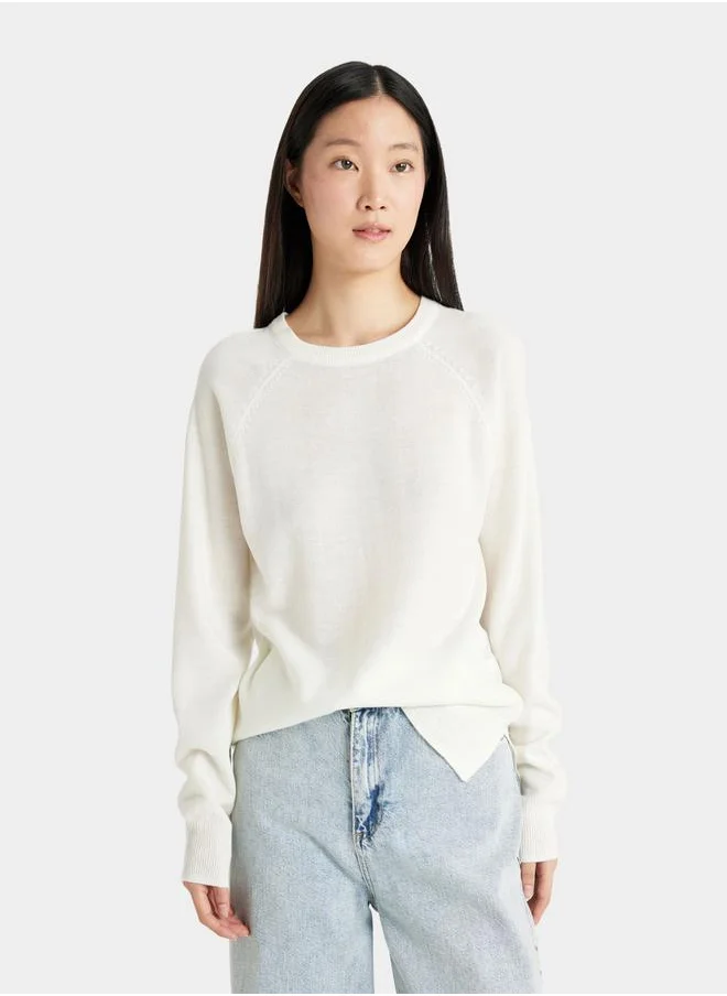 DeFacto Solid Raglan Sleeve Regular Fit Sweater by Styli