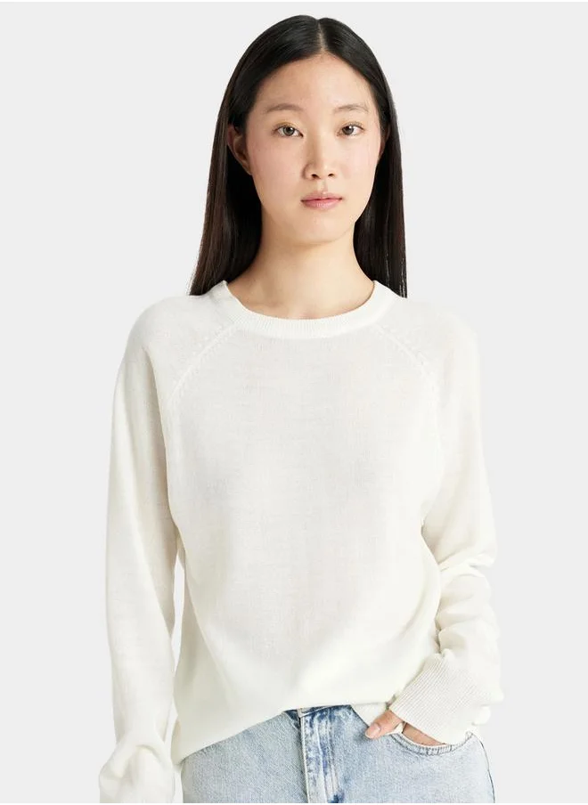 DeFacto Solid Raglan Sleeve Regular Fit Sweater