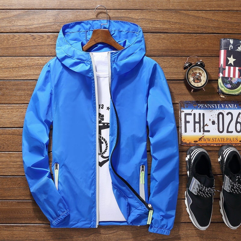 Generic Summer Casual Jacket Mens Oversize Lightweight Couple Windbreaker 615 Blue 