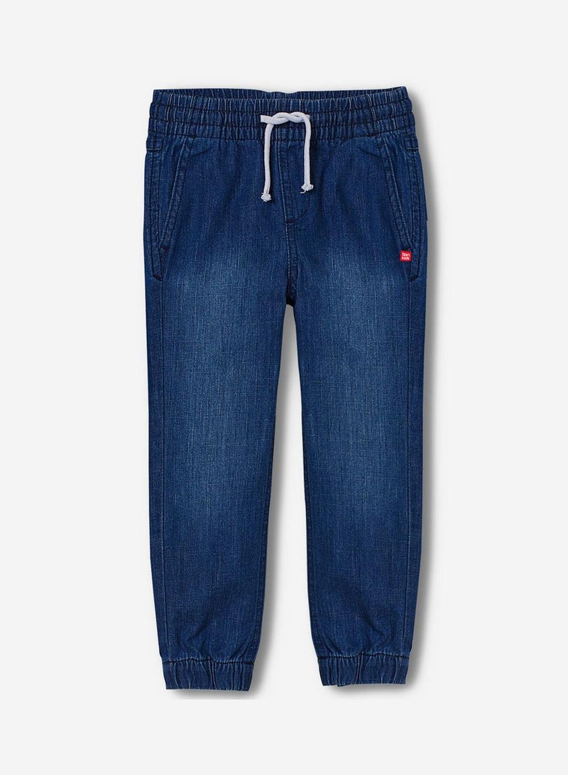Bonkids Regular Printed Blue Cotton Jeans For Boys Pull On 100 % Cotton  - Image 1