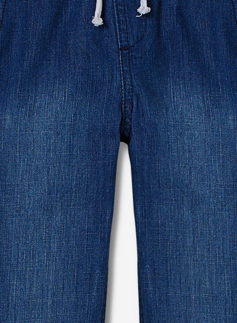 Bonkids Regular Printed Blue Cotton Jeans For Boys Pull On 100 % Cotton  - Image 3