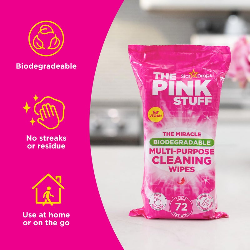 Stardrops The Pink Stuff Miracle Multi-Purpose Cleaning Wipes â€“ 216 Count â€“ Tough on Grease, Grime, and Dirt â€“ All-Purpose Cleaner for Kitchen, Bathroom, and More - Image 3