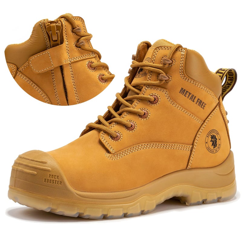 ROCKROOSTER Woodland 6 Composite toe Work Boots for Men with YKK Side Zipper Metal Free Zip up Men Shoes NonSlip TPU Outsole EH Rated ASTM F241318 Safety Boots AK659 AK659 US 105