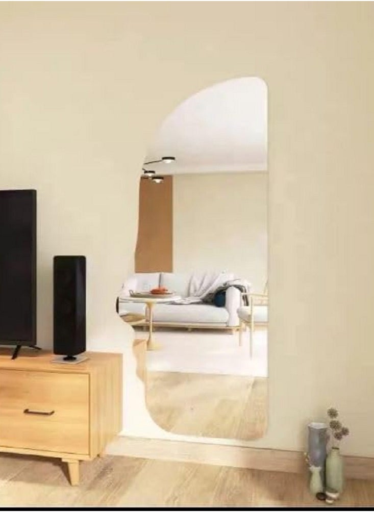 Decorhills - Irregular Wavy Full Length Wall Mounted Mirror 180x60cm, Modern Decorative HD Mirror with Explosion-Proof Glass & MDF Frame, Vertical or Horizontal Installation, No Assembly Required - Image 1