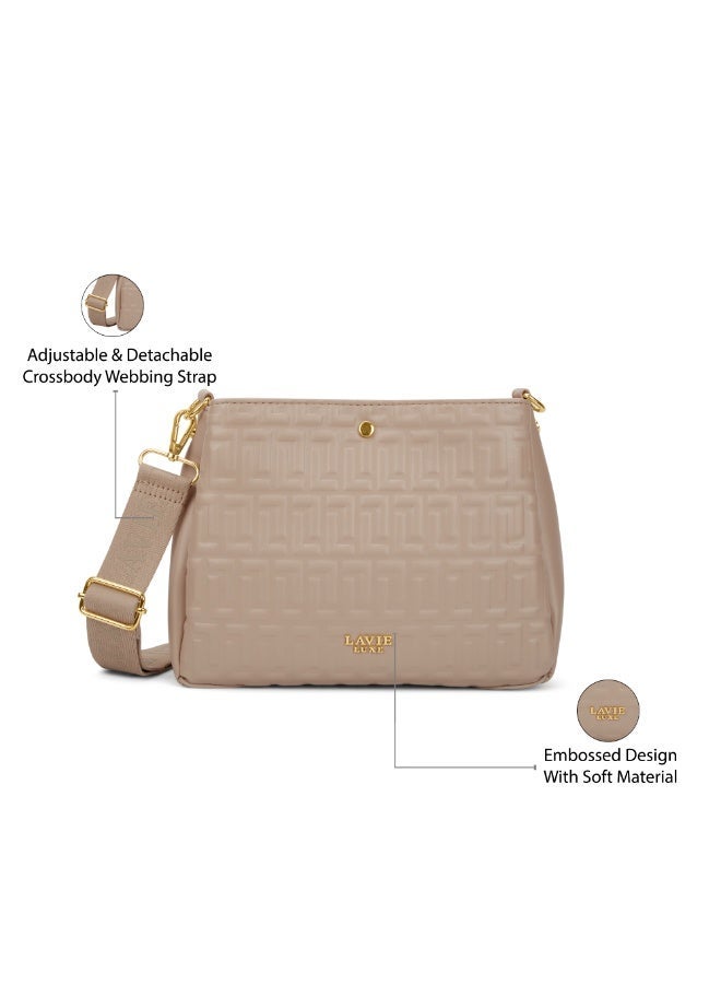 Lavie Luxe Women's Emjane 3 Compartment Sling (Beige) - Image 3