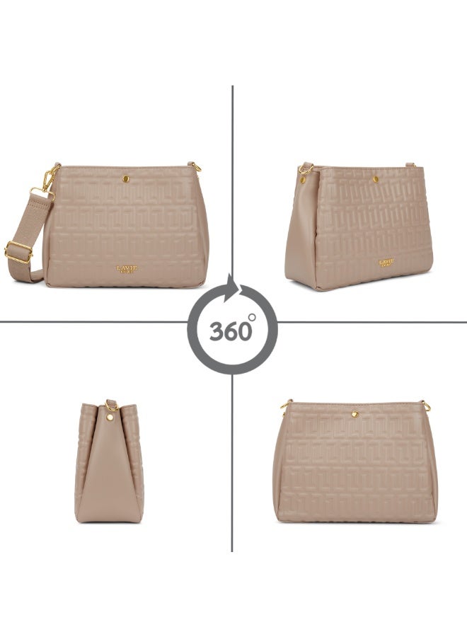 Lavie Luxe Women's Emjane 3 Compartment Sling (Beige) - Image 5