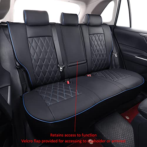 EKR Car Seat Cover for Toyota Corolla Seat Covers 2019 2020 2021 2022 2023 2024 2025 Hatchback SE, XSE, Nightshade,Custom Car Seat Covers Full Set,Leather Seat Covers for Cars(Black with Blue Trim) - Image 4