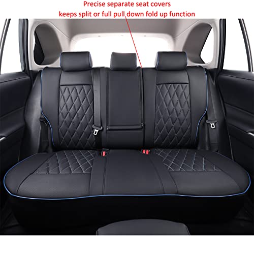 EKR Car Seat Cover for Toyota Corolla Seat Covers 2019 2020 2021 2022 2023 2024 2025 Hatchback SE, XSE, Nightshade,Custom Car Seat Covers Full Set,Leather Seat Covers for Cars(Black with Blue Trim) - Image 5