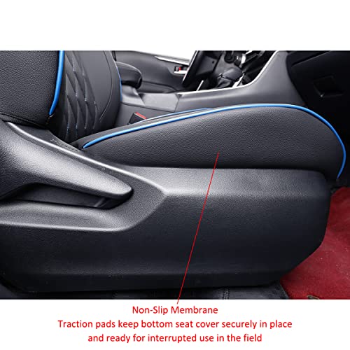 EKR Car Seat Cover for Toyota Corolla Seat Covers 2019 2020 2021 2022 2023 2024 2025 Hatchback SE, XSE, Nightshade,Custom Car Seat Covers Full Set,Leather Seat Covers for Cars(Black with Blue Trim) - Image 2