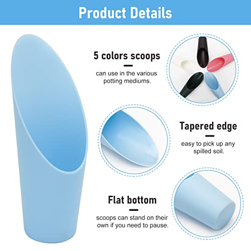 Coitak Bonsai Soil Scoops, 5 PCS Plastic Garden Soil Scoops, Colorful Small Soil Scoops, Gardening Tools - Image 4