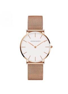 Hannah Martin 36mm Minimalist Quartz Womens Watch CB36WFF white flour rose gold chain